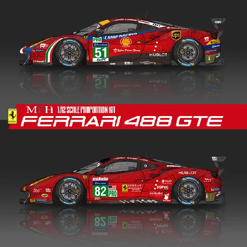 1/12 Model Factory Hiro MFH Ferrari 488 GTE LM 24Hrs Proportion Model Kit Ver.A K617