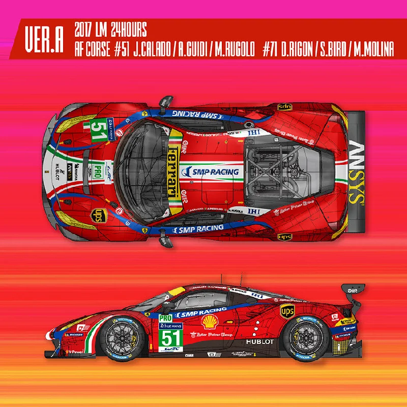 1/24 Model Factory Hiro MFH Ferrari 488 GTE LM 24Hrs No.51/71 Proportion Model Kit K629