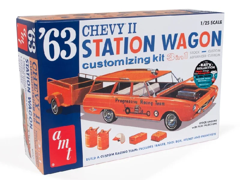 '63 Chevy II Station Wagon 3-in-1 (1/25 Scale) Plastic Vehicle Model Kit