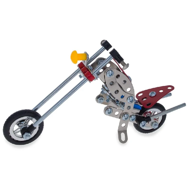 Long Metal Motorcycle Chopper Bike Model Kit (105 Pieces) 7.5 Inches