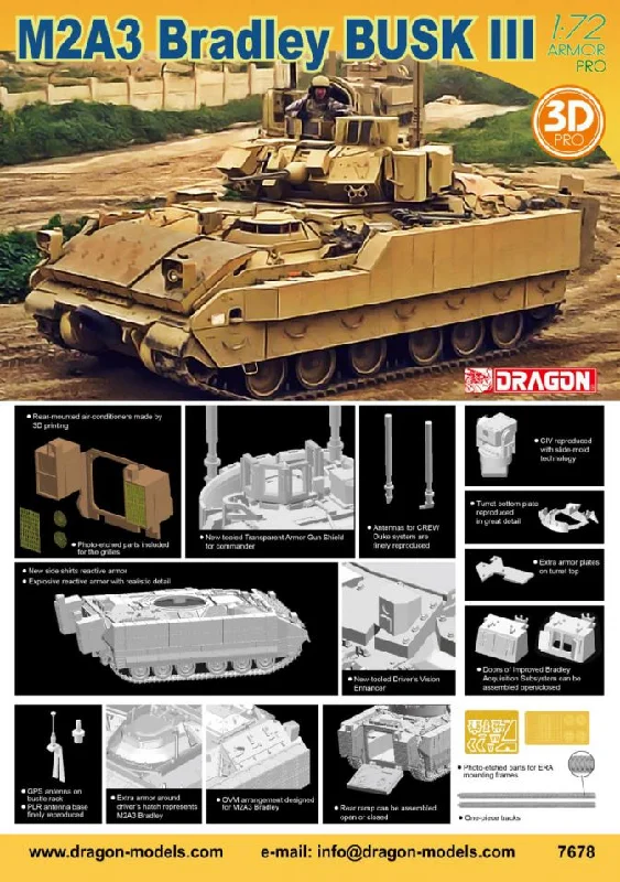 7678 1/72 M2A3 Bradley BUSK III Plastic Model Kit