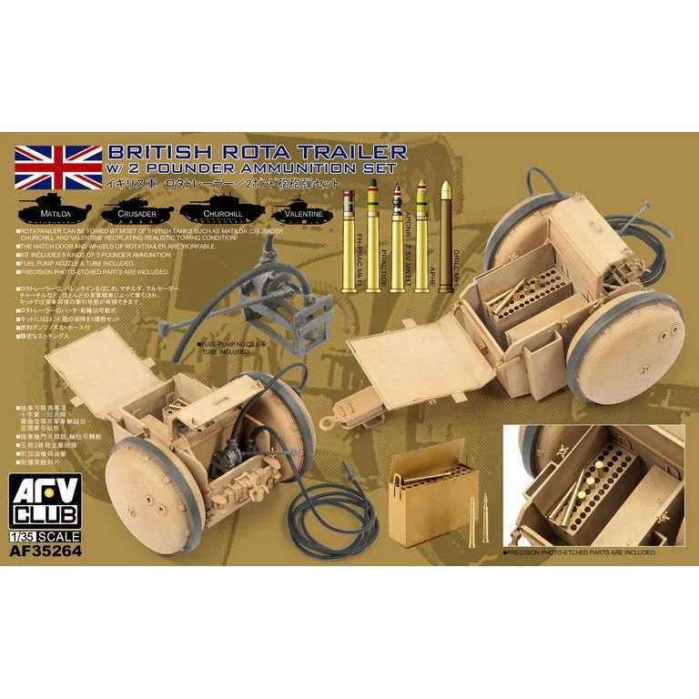 1/35 British Rota Trailer with 2 Pounder Ammunition Set Plastic Model Kit