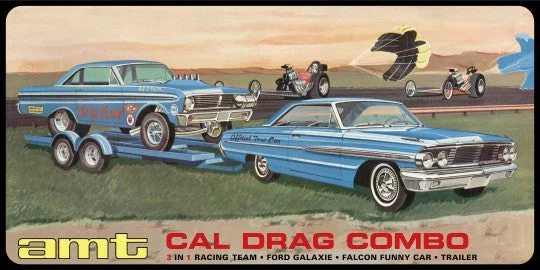 AMT 1/25 Cal Drag Combo 64 Galaxie AWB Falcon & Trailr