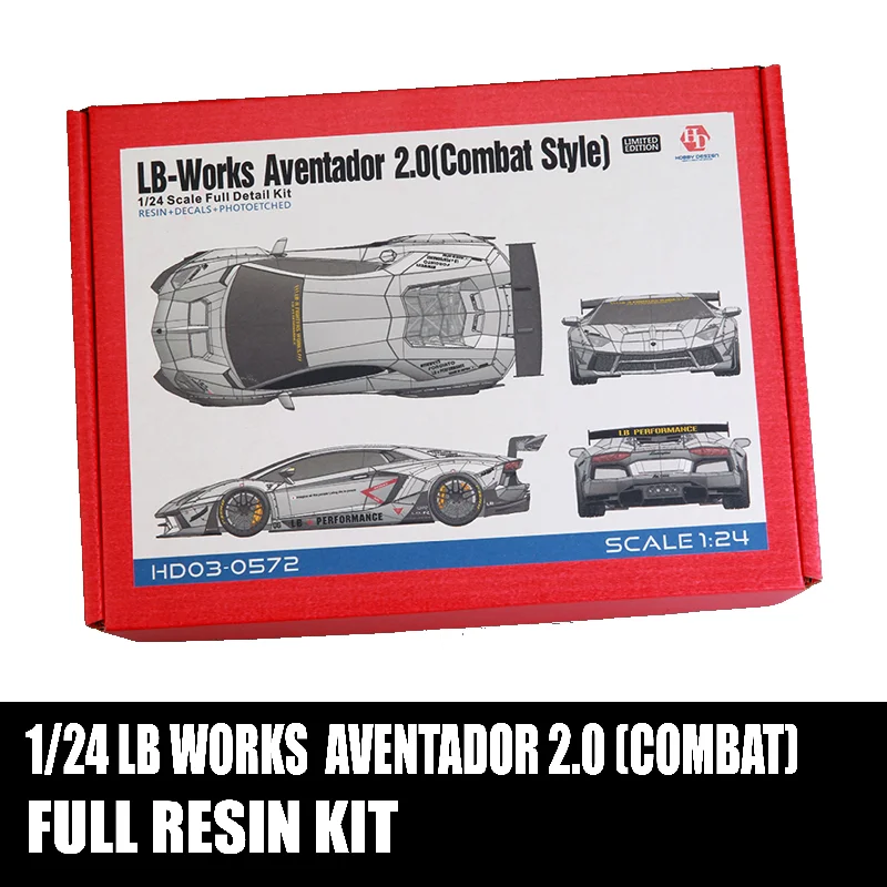 1/24 Hobby Design LB Works Lamborghini Aventador 2.0 (Combat Style) Full Resin Model Kit