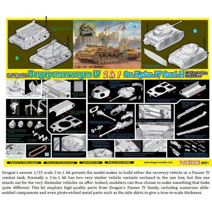 6951 1/35 Bergepanzer IV / Pz.IV H 2 in 1 Plastic Model Kit