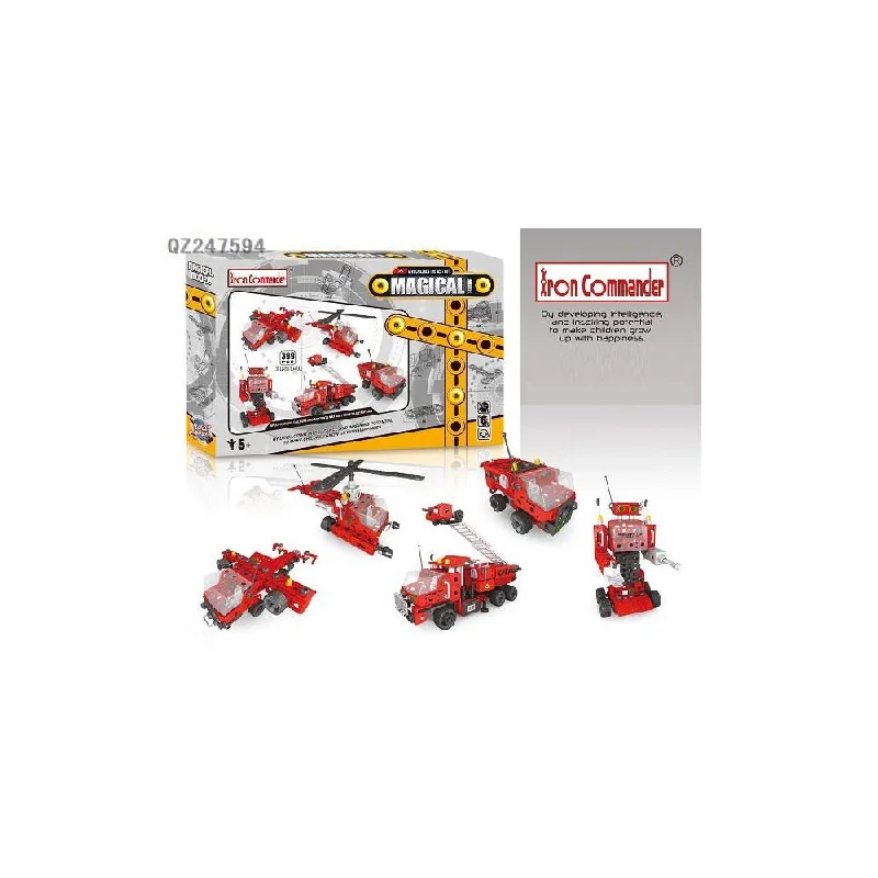 Fire truck, Helicopter, Robot & Plane Construction Model Kit (399 Pieces)