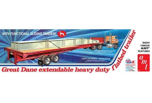 Great Dane Extendable Flat Bed Trailer (1/25 Scale) Plastic Vehicle Model Kit