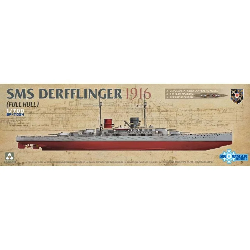 1/700 SMS Derfflinger 1916 (Full Hull) Plastic Model Kit