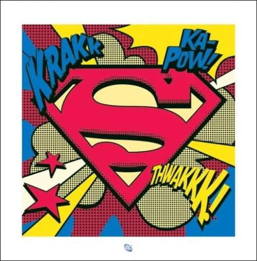 Superman (Pop Art Shield) 40x40cm Art Print