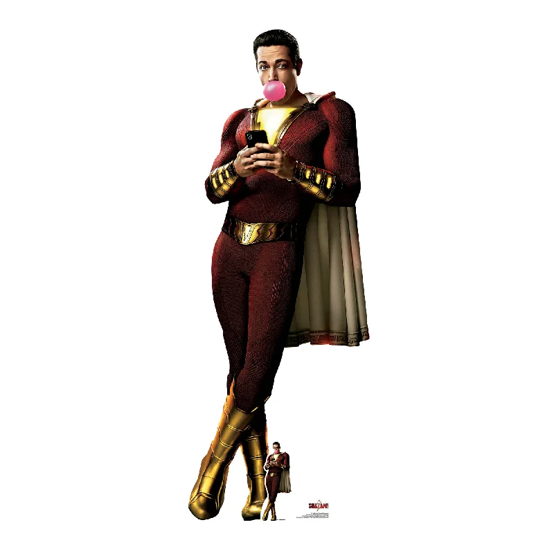 Zachary Levi Bubble-gum Shazam Cardboard Cutout Life Size with Mini Cutout